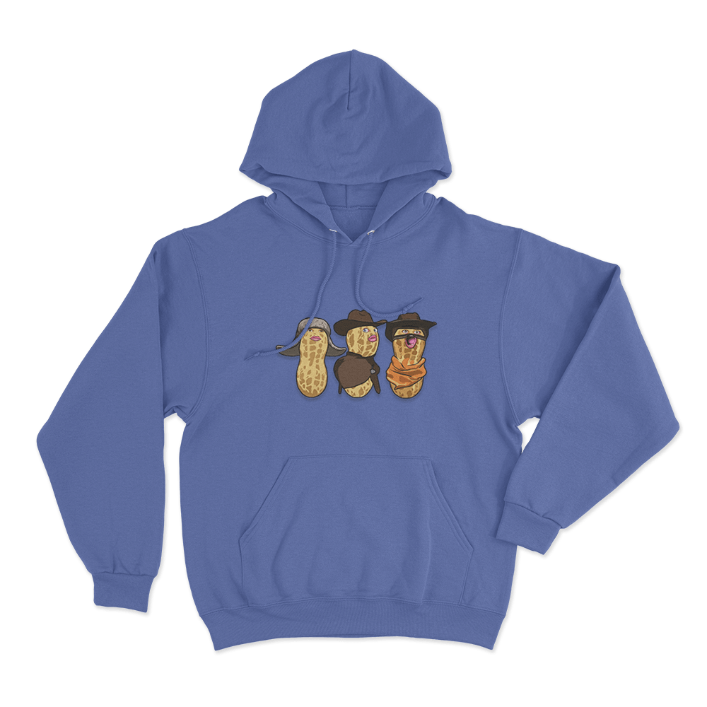 Three Burnt Peanut Unisex Hoodie Blue Three Burnt Peanut Unisex Hoodie Blue