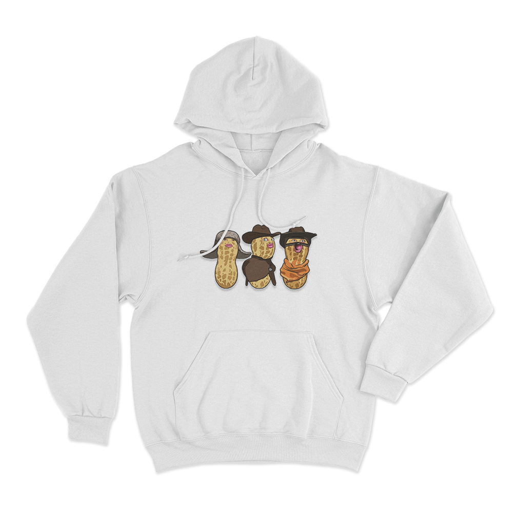 Three Burnt Peanut Unisex Hoodie White Three Burnt Peanut Unisex Hoodie White
